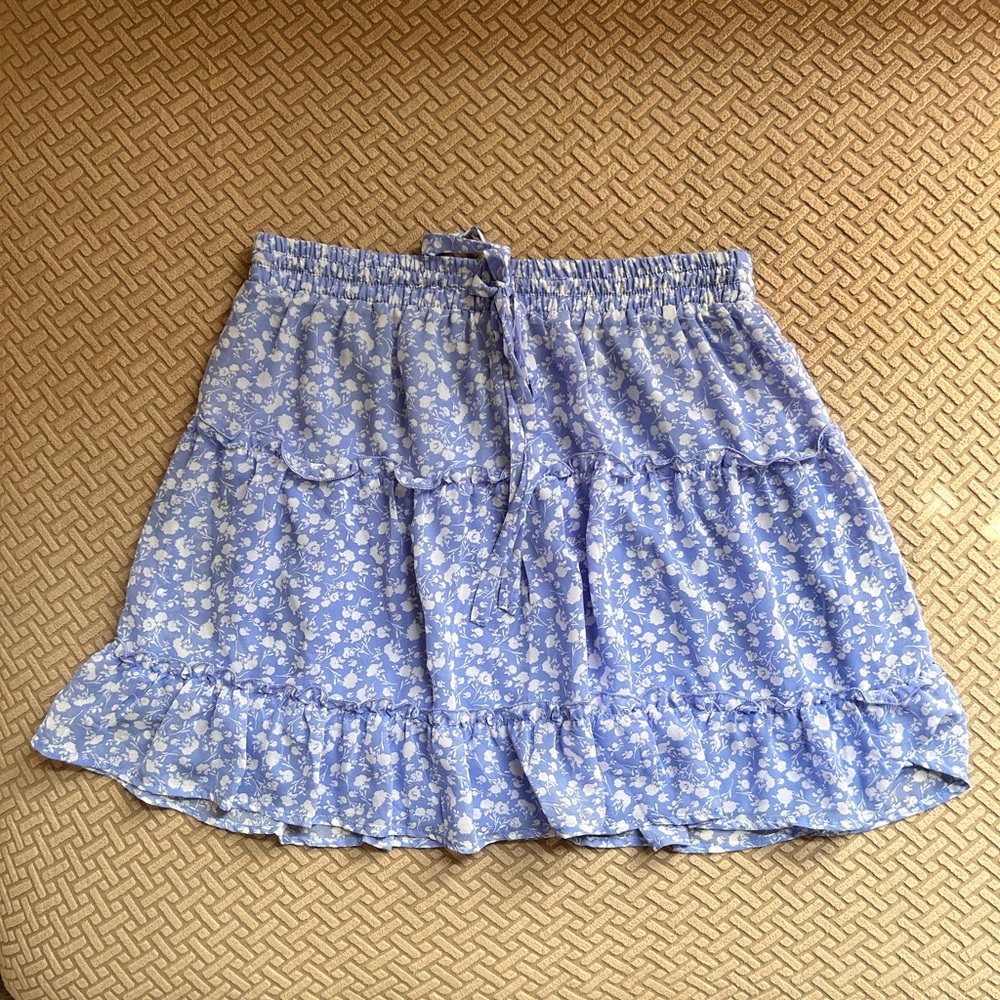 L Sienna Sky Blue Ruffled Mini Skirt
